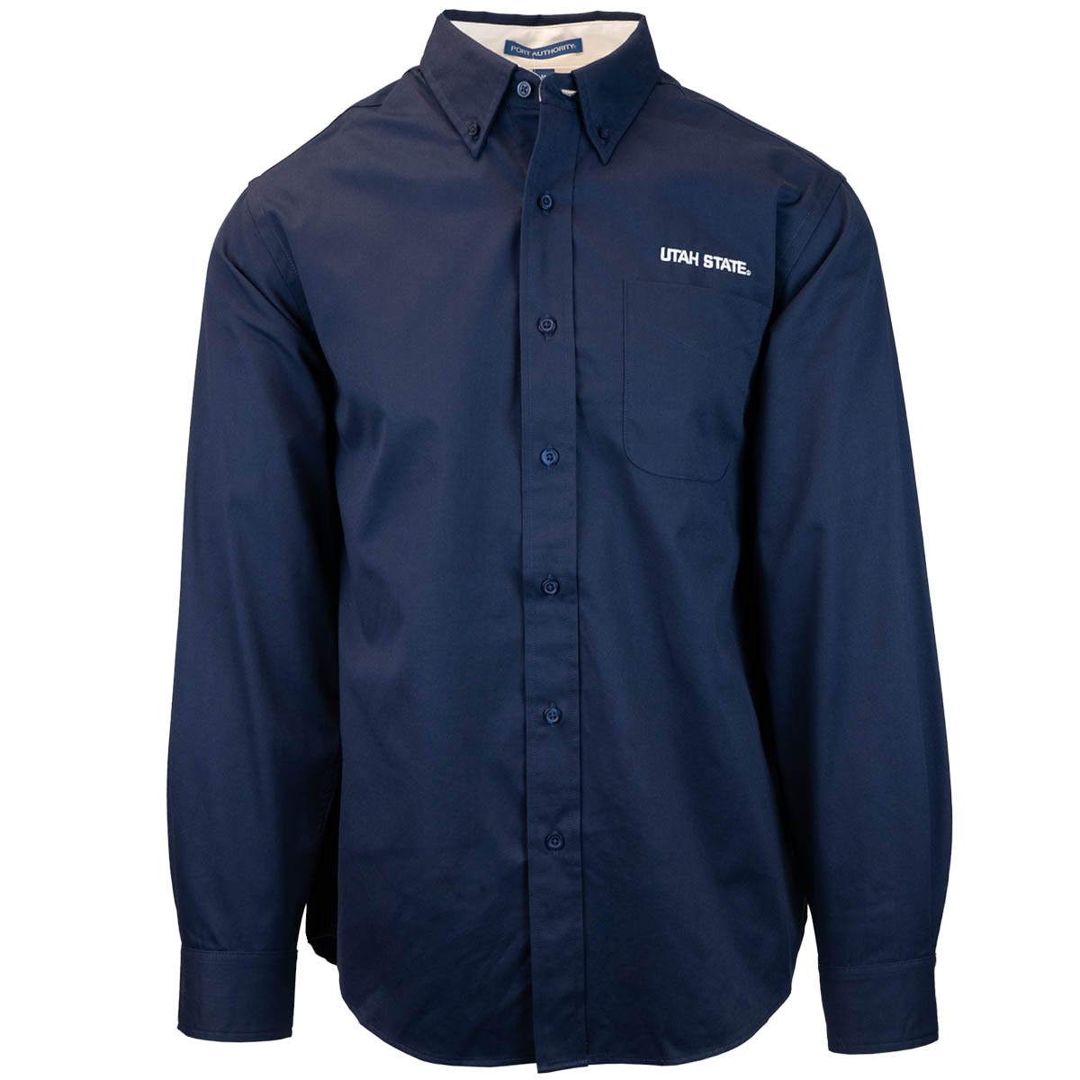 Men's Utah State Embroidered Button Up Dress Shirt Navy
